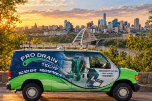 Pro Drain Techs Van at Sunset